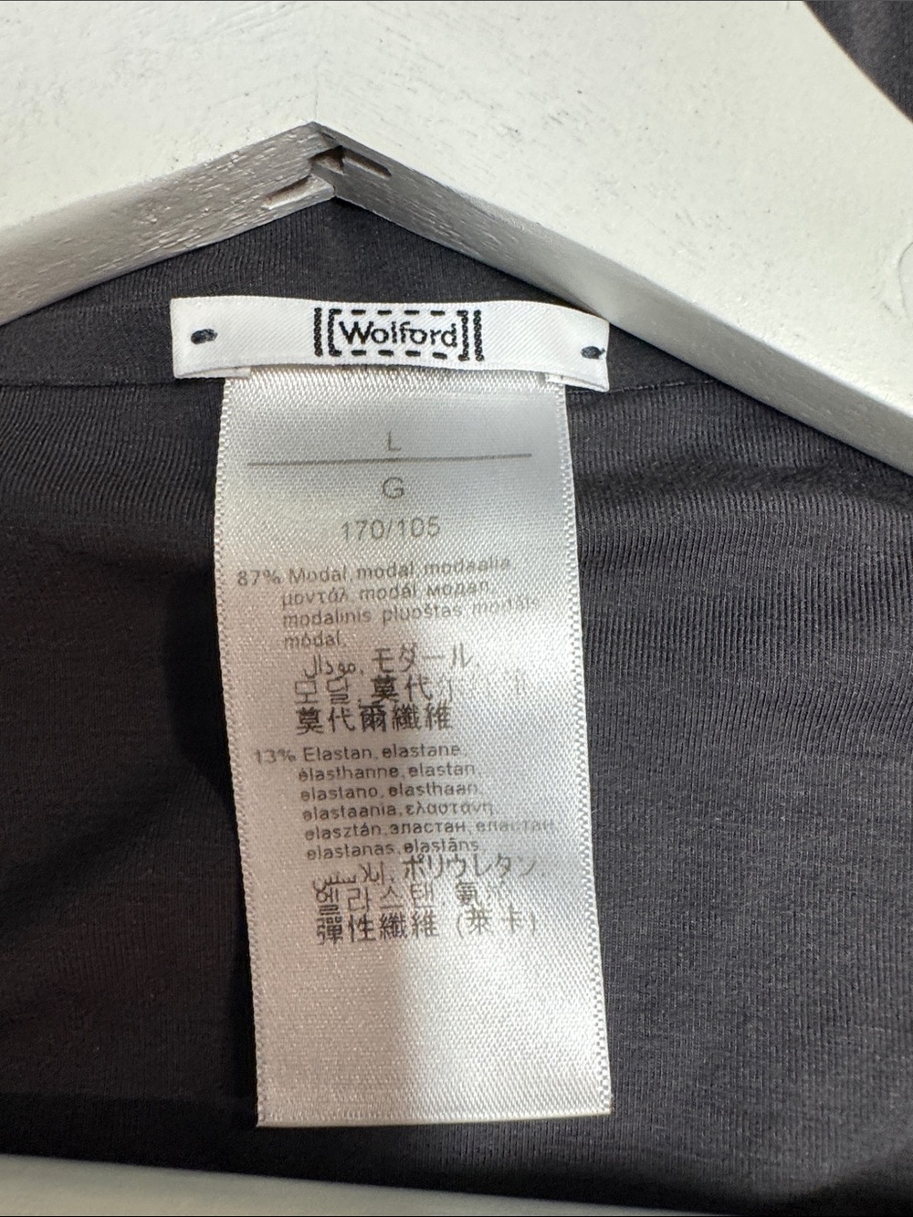 Wolford Pure Top Long Sleeve in Charcoal Grey, L - Picture 5 of 6